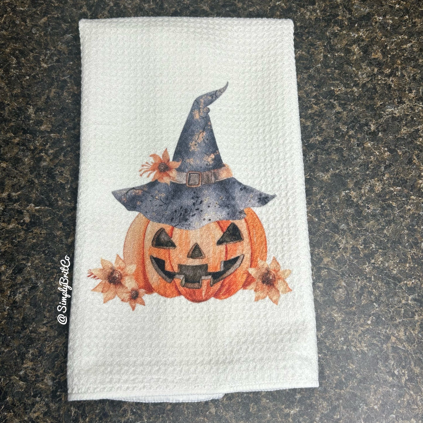 Pumpkin Witch Kitchen Towel - Halloween and Fall