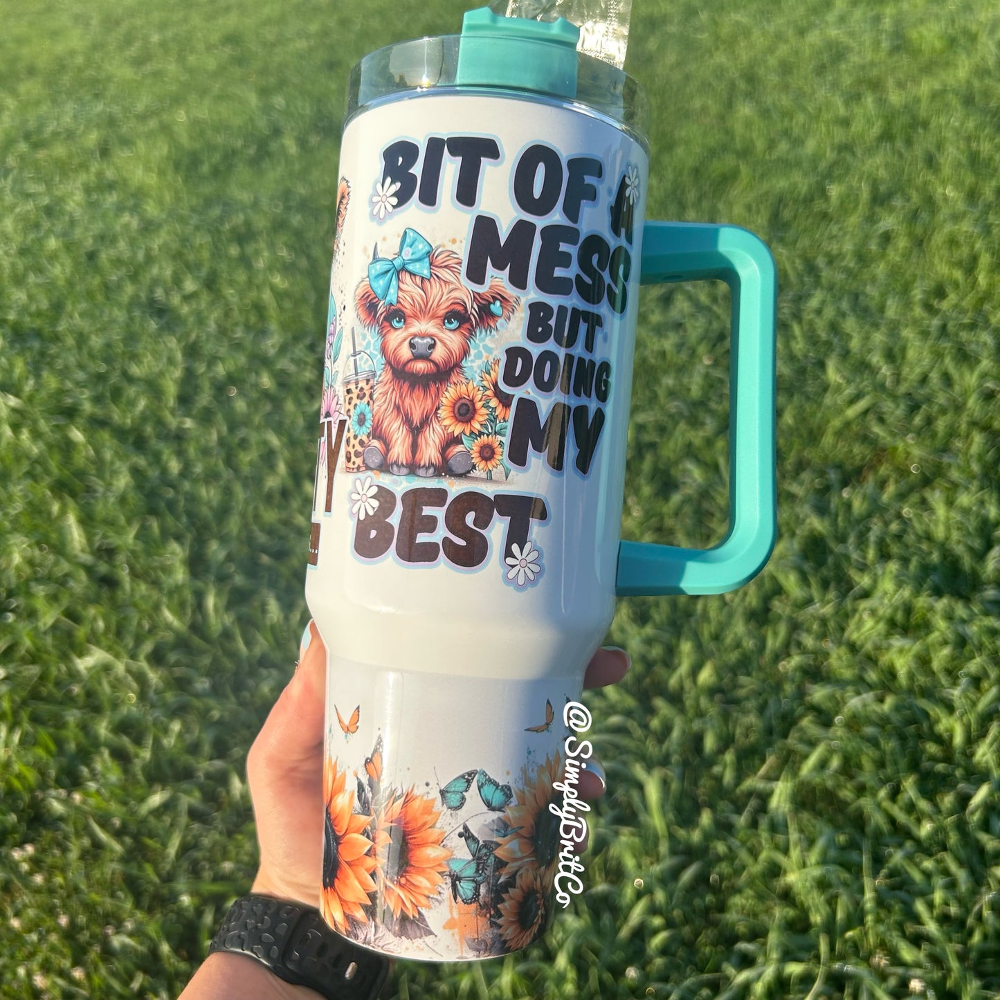 A Bit of a Mess Highland 40oz Tumbler | Anxiety | Perosnalization