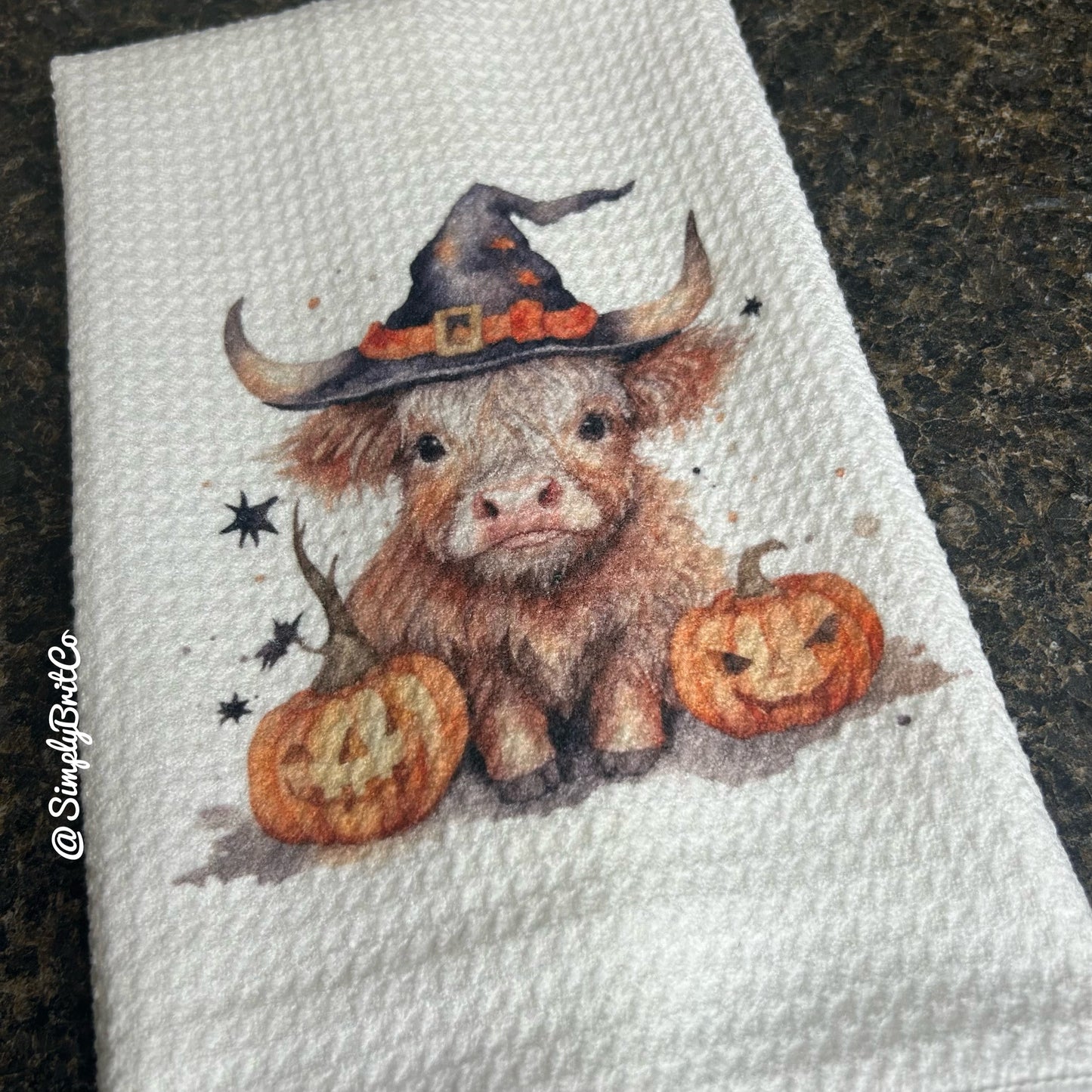 Highland Witch Pumpkin Kitchen Towel - Halloween
