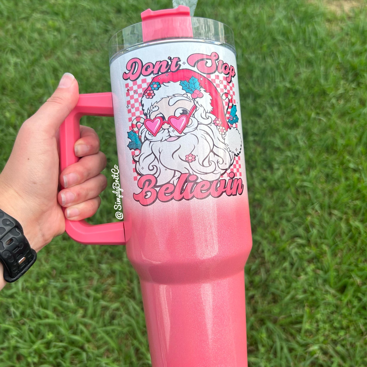 Don’t Stop Believin 40oz Tumbler | Shimmer Ombre | Christmas