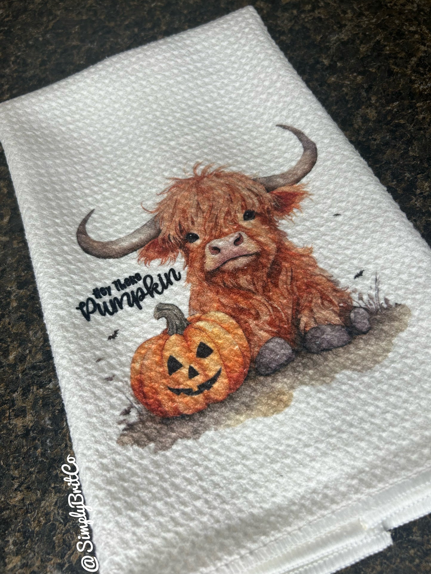Hey There Pumpkin Highland Cow Kitchen Towel - Fall