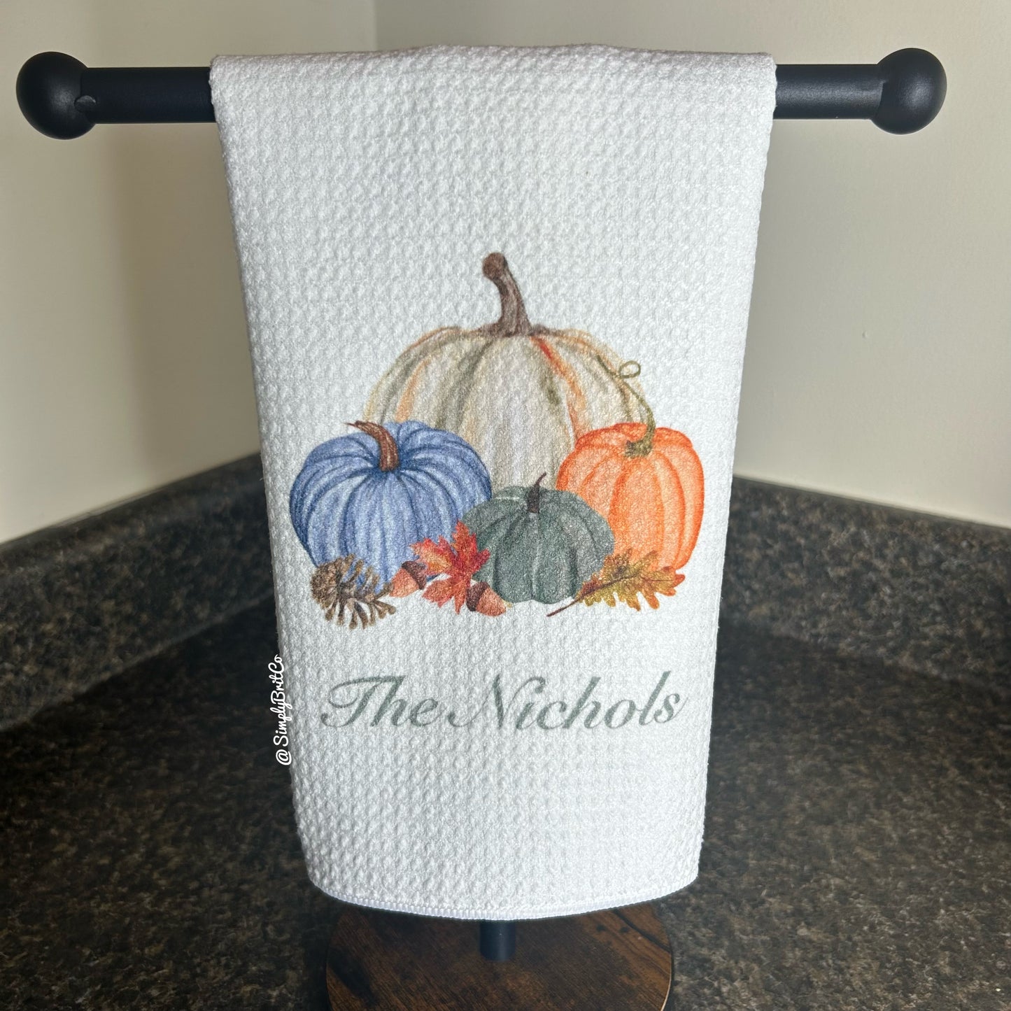 Personalized Fall Pumpkin Kitchen Towel