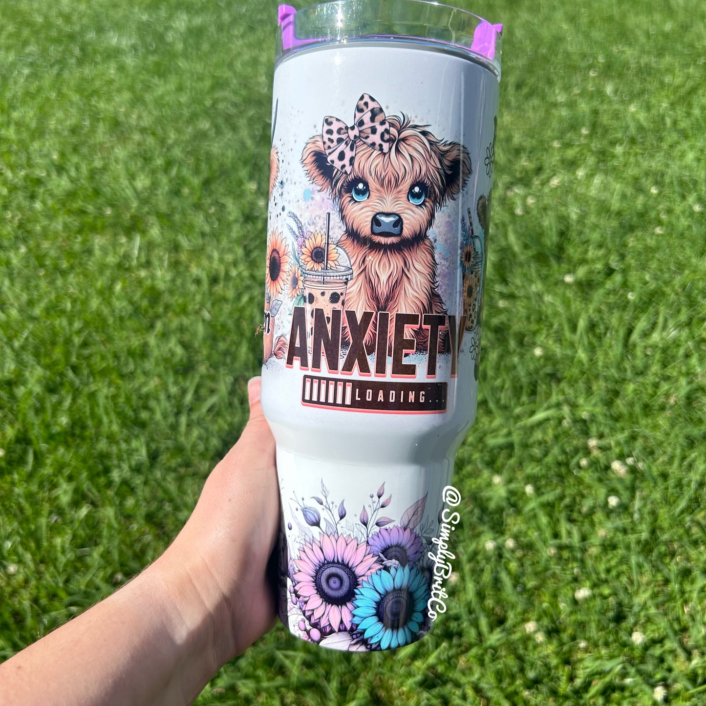 Highland Cow Coffee Anxiety 40oz Tumbler | Floral