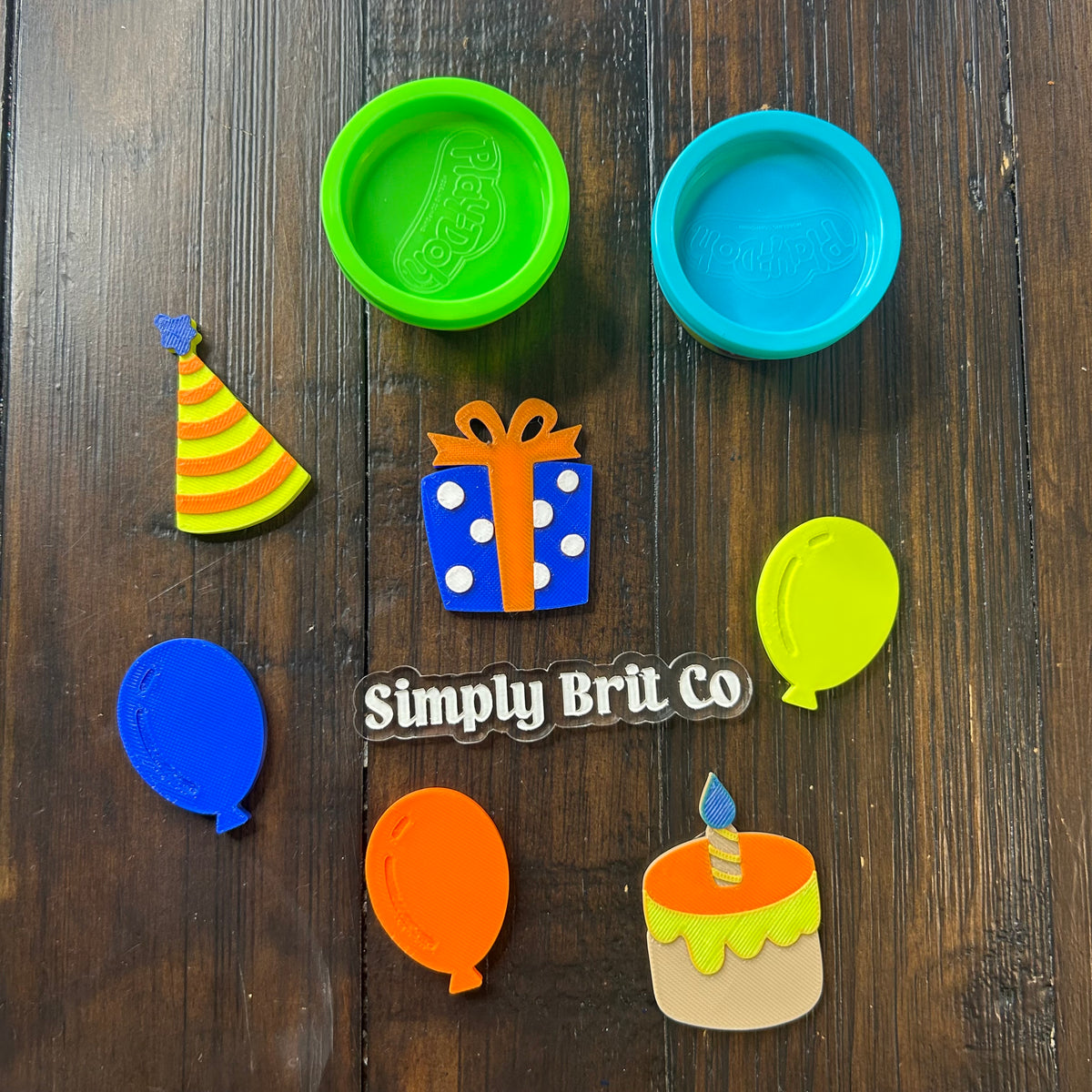 Orange and Blue Birthday Bash Playdough Bucket Kit