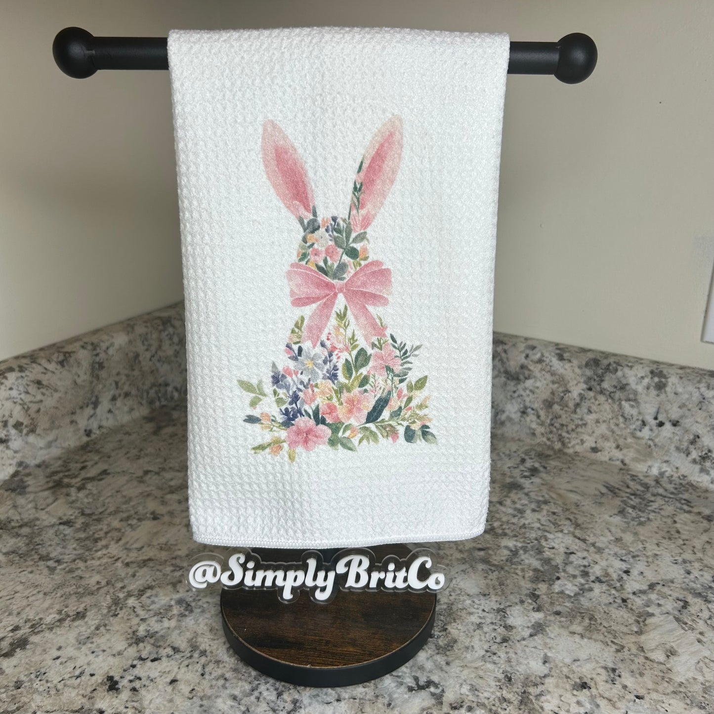 Floral Bunny Kitchen Towel | Easter Home Decor | Spring