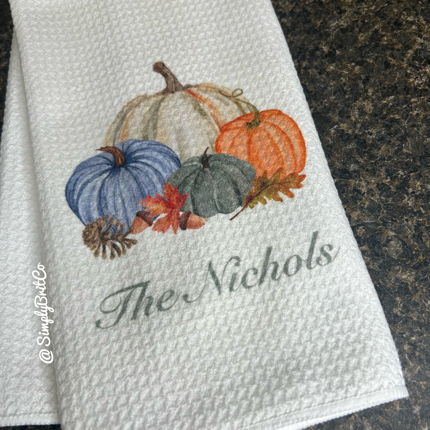 Personalized Fall Pumpkin Kitchen Towel