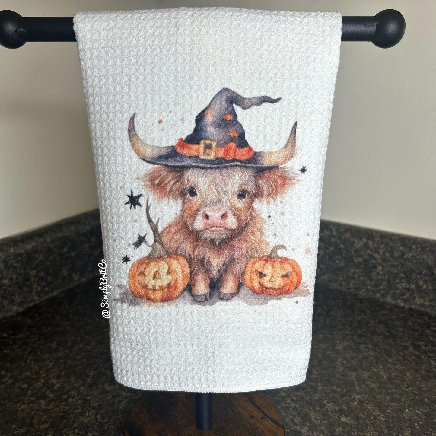 Highland Witch Pumpkin Kitchen Towel - Halloween