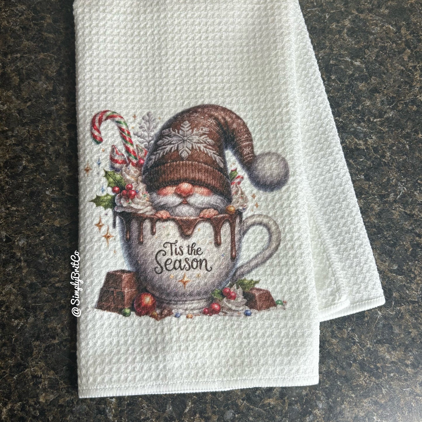 Tis The Season Gnome Cup Christmas Kitchen Towel