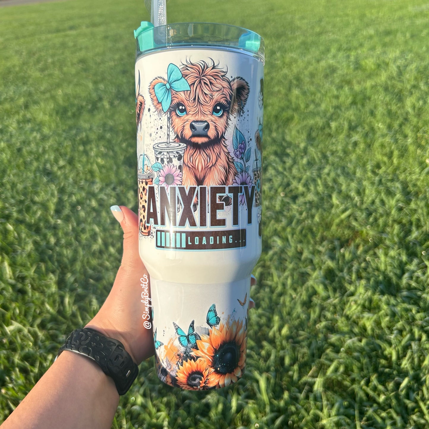 A Bit of a Mess Highland 40oz Tumbler | Anxiety | Perosnalization