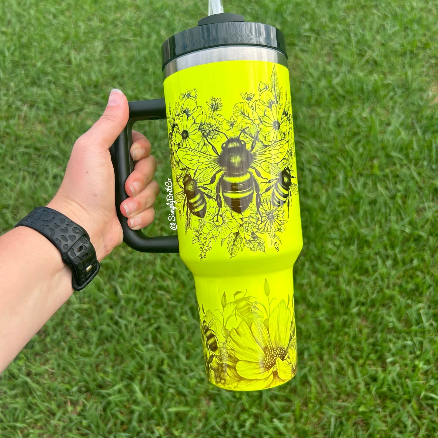 Let it Bee 40oz Tumbler | Neon Yellow