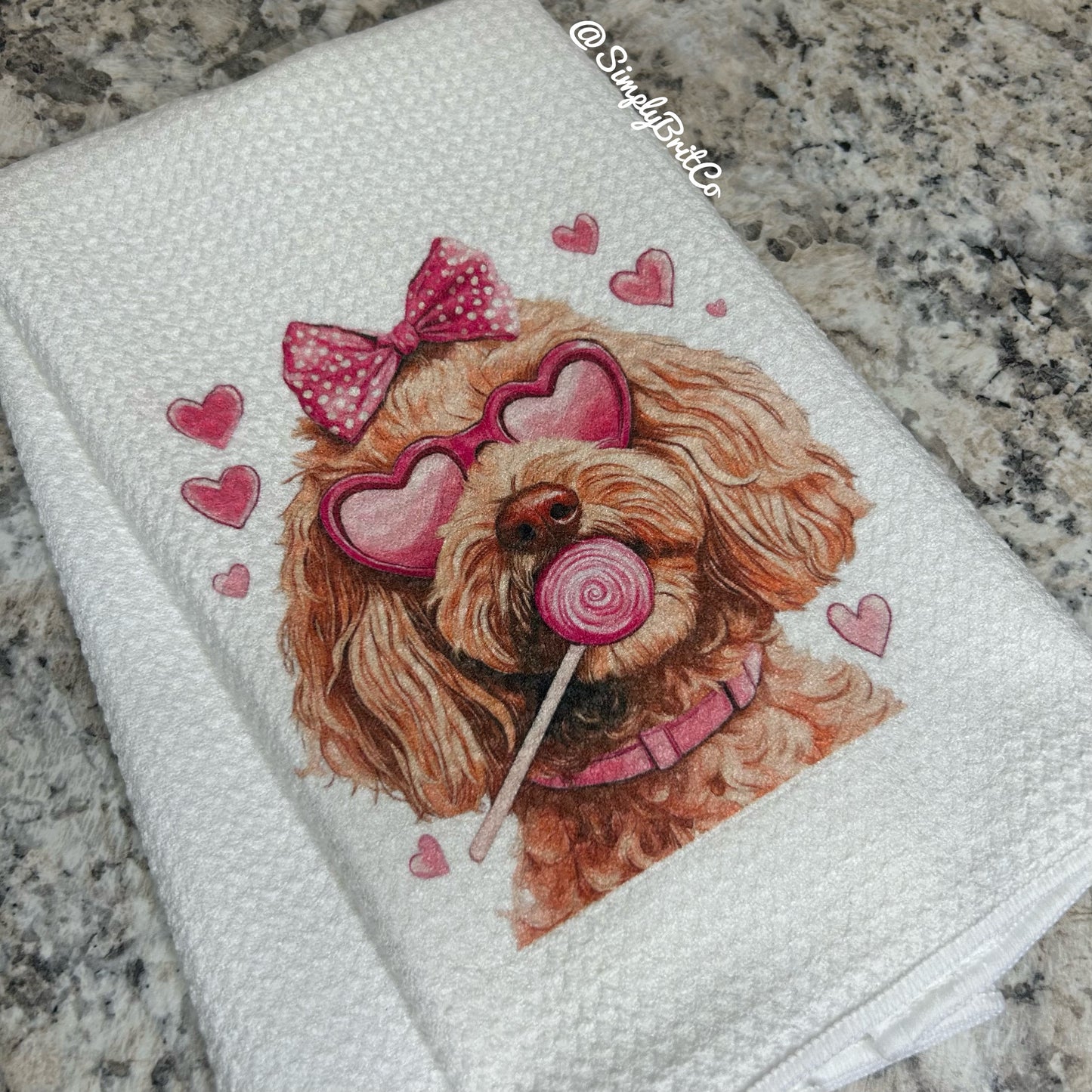 Doodle Heart Lollipop Kitchen Towel
