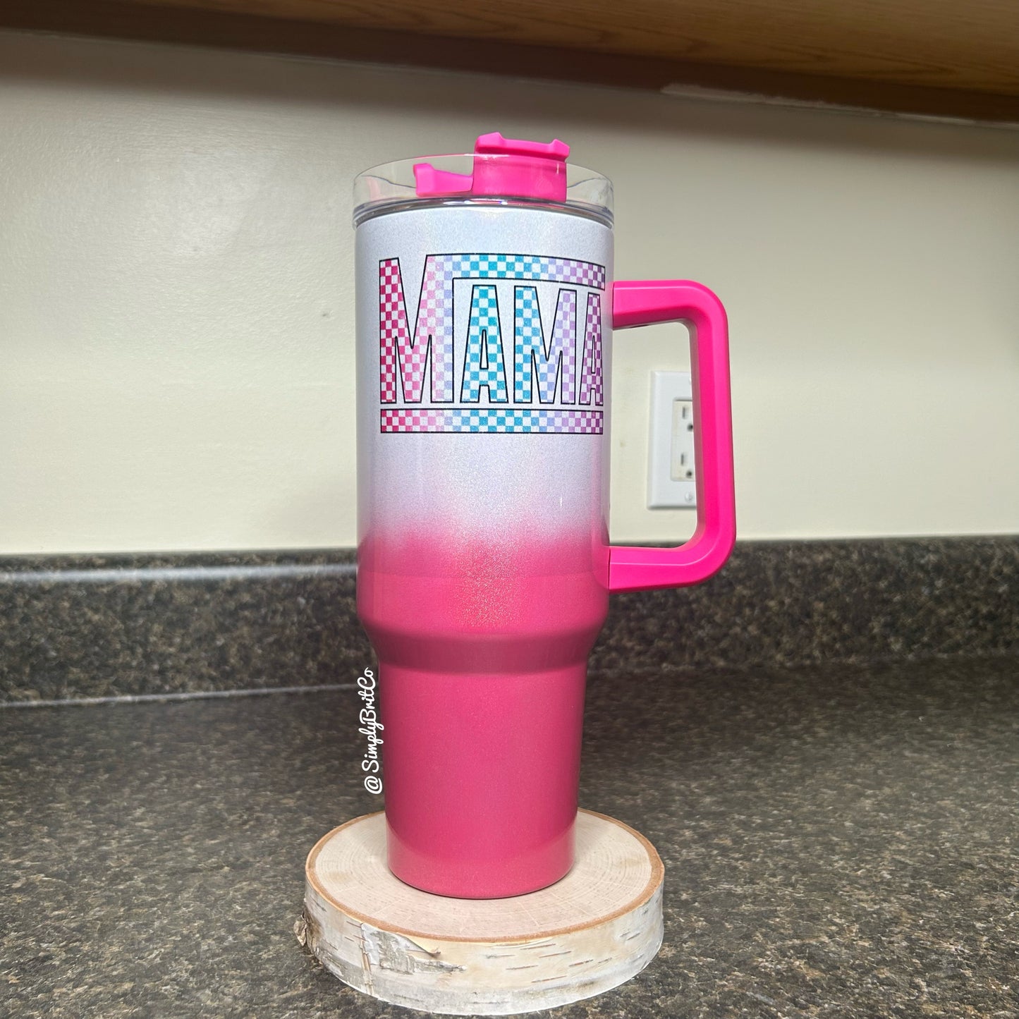 Checkered Mama 40oz Tumbler | Shimmer Ombre |