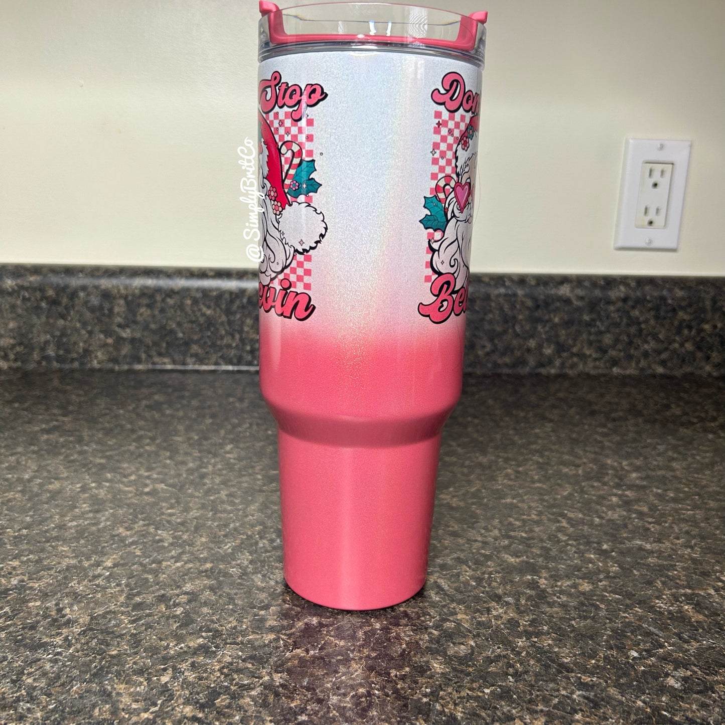 Don’t Stop Believin 40oz Tumbler | Shimmer Ombre | Christmas