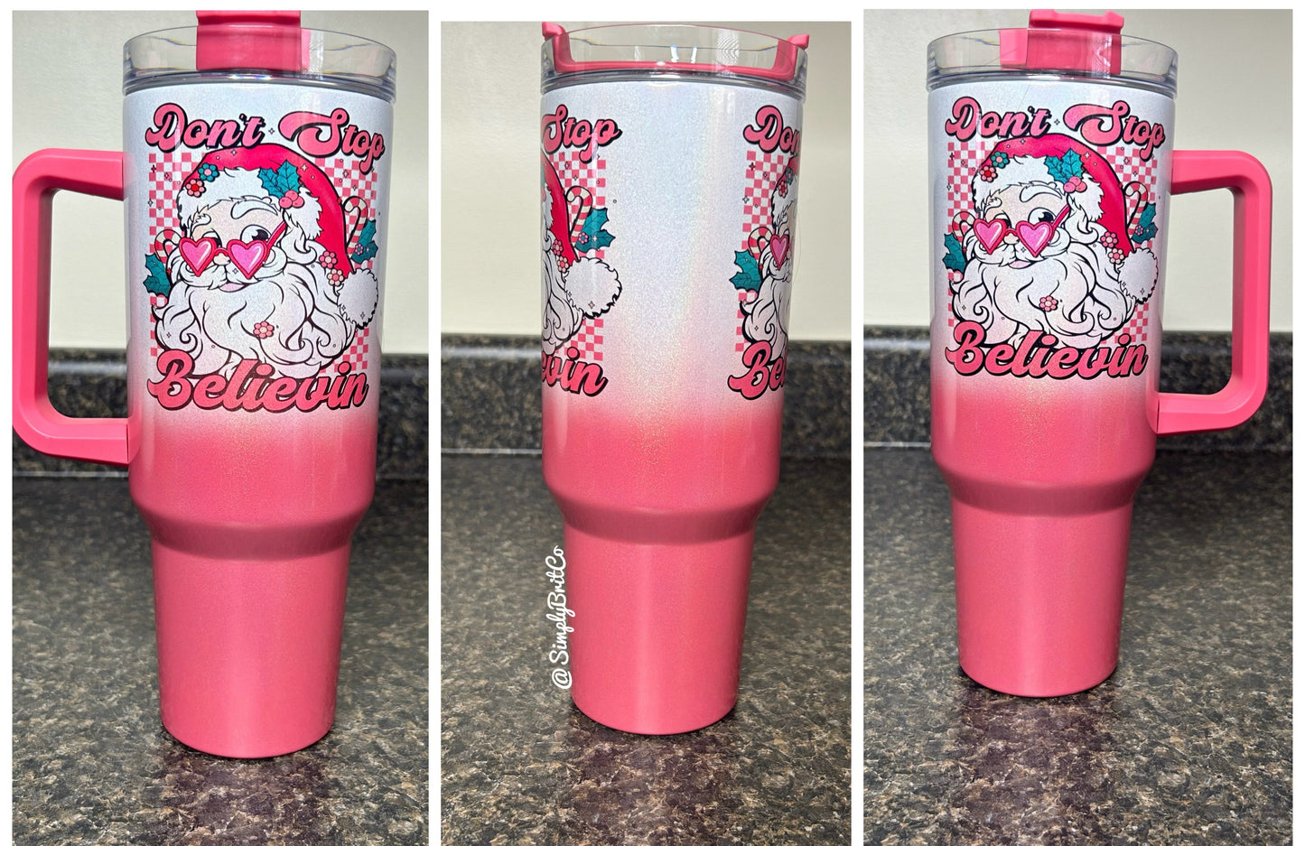 Don’t Stop Believin 40oz Tumbler | Shimmer Ombre | Christmas