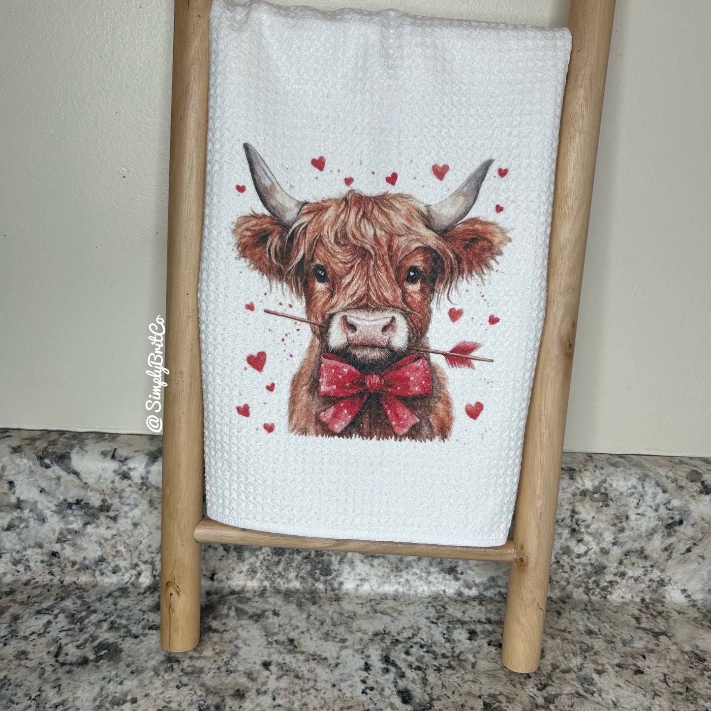 Red Arrow Highland Cow Kitchen Towel