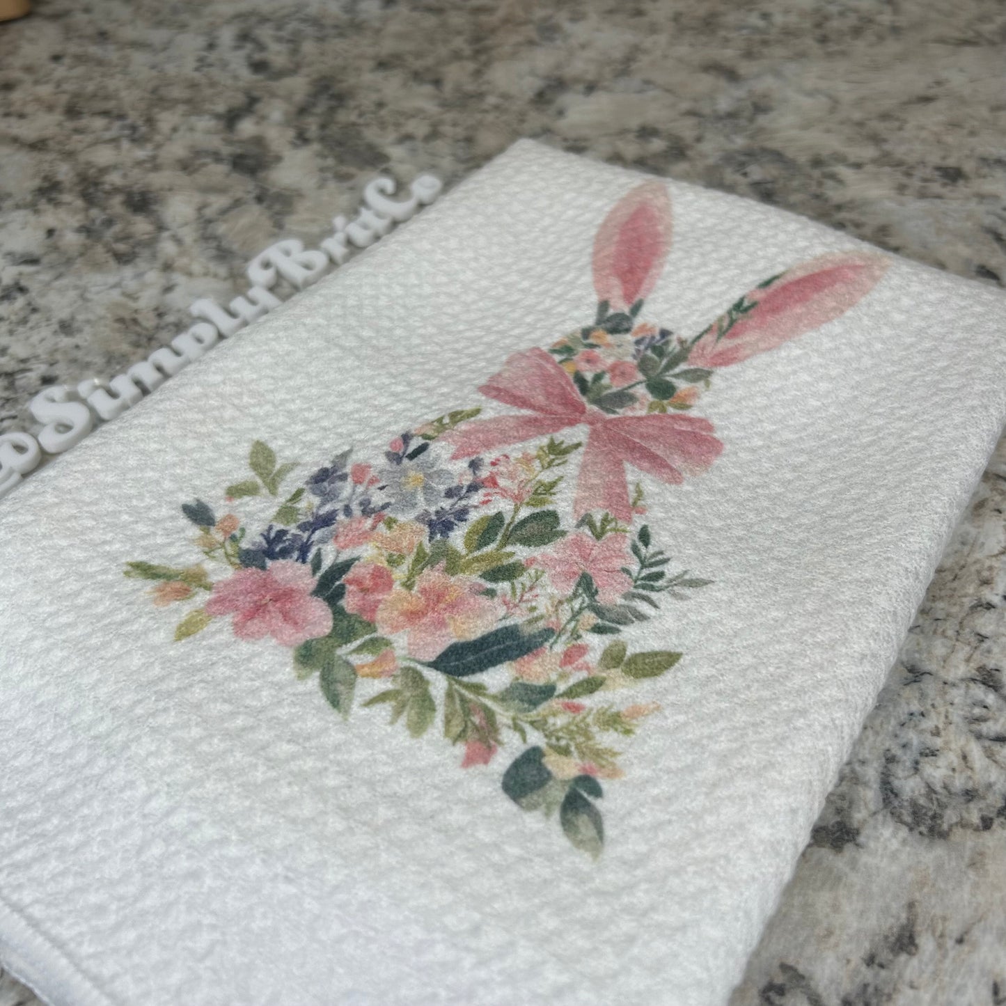 Floral Bunny Kitchen Towel | Easter Home Decor | Spring