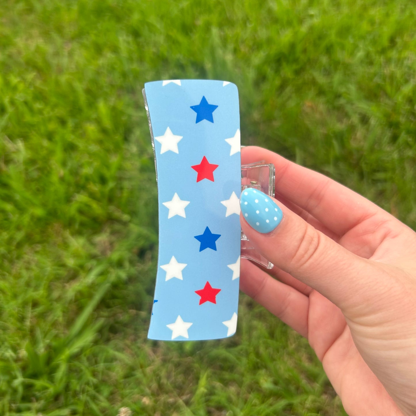 Blue Large Claw Clip and Stars