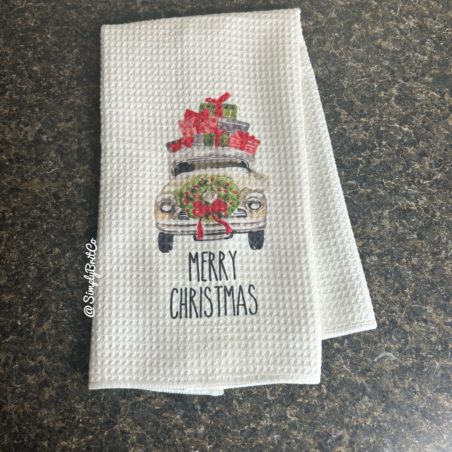 Merry Christmas Truck Kitchen Towel