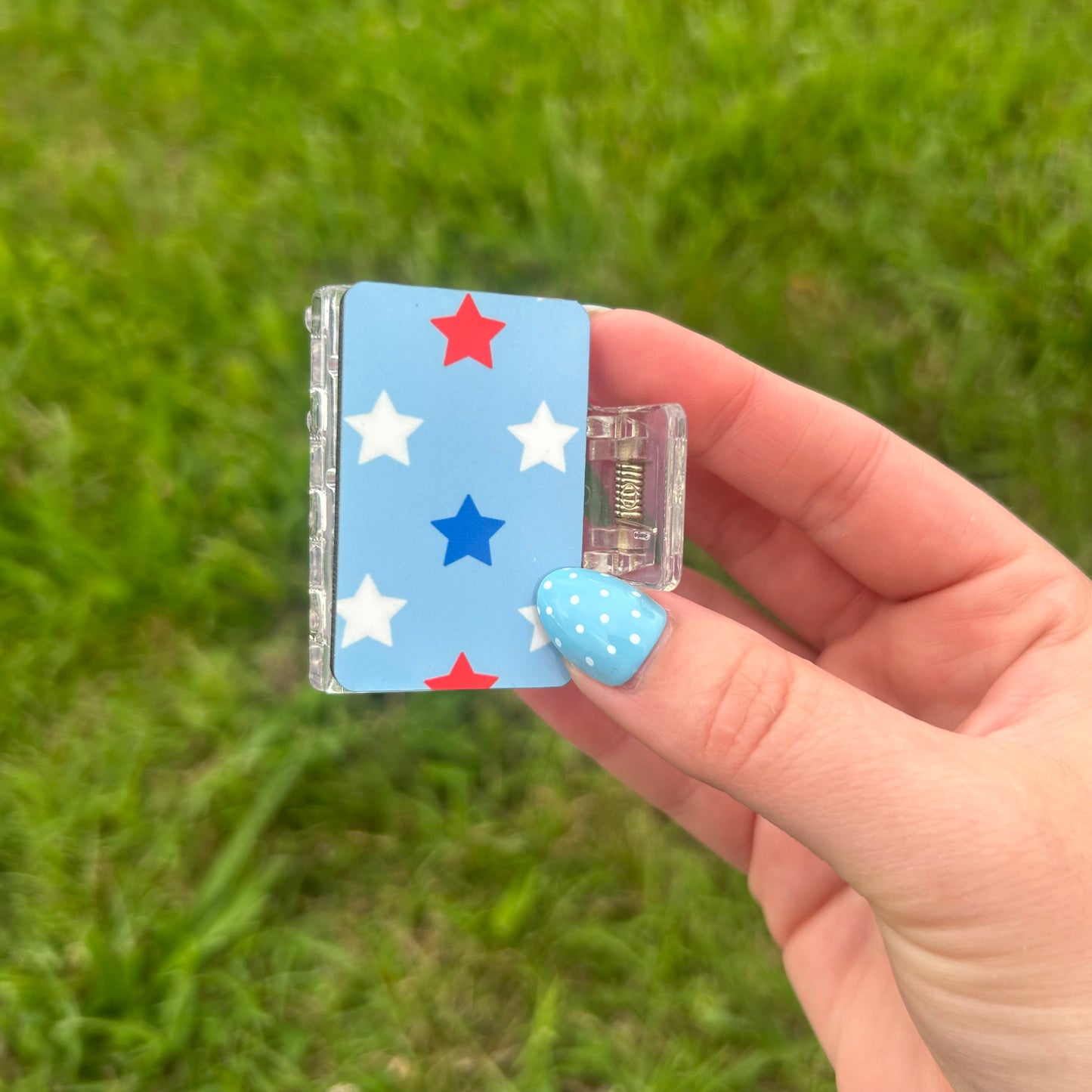 Blue Small Claw Clip With Stars