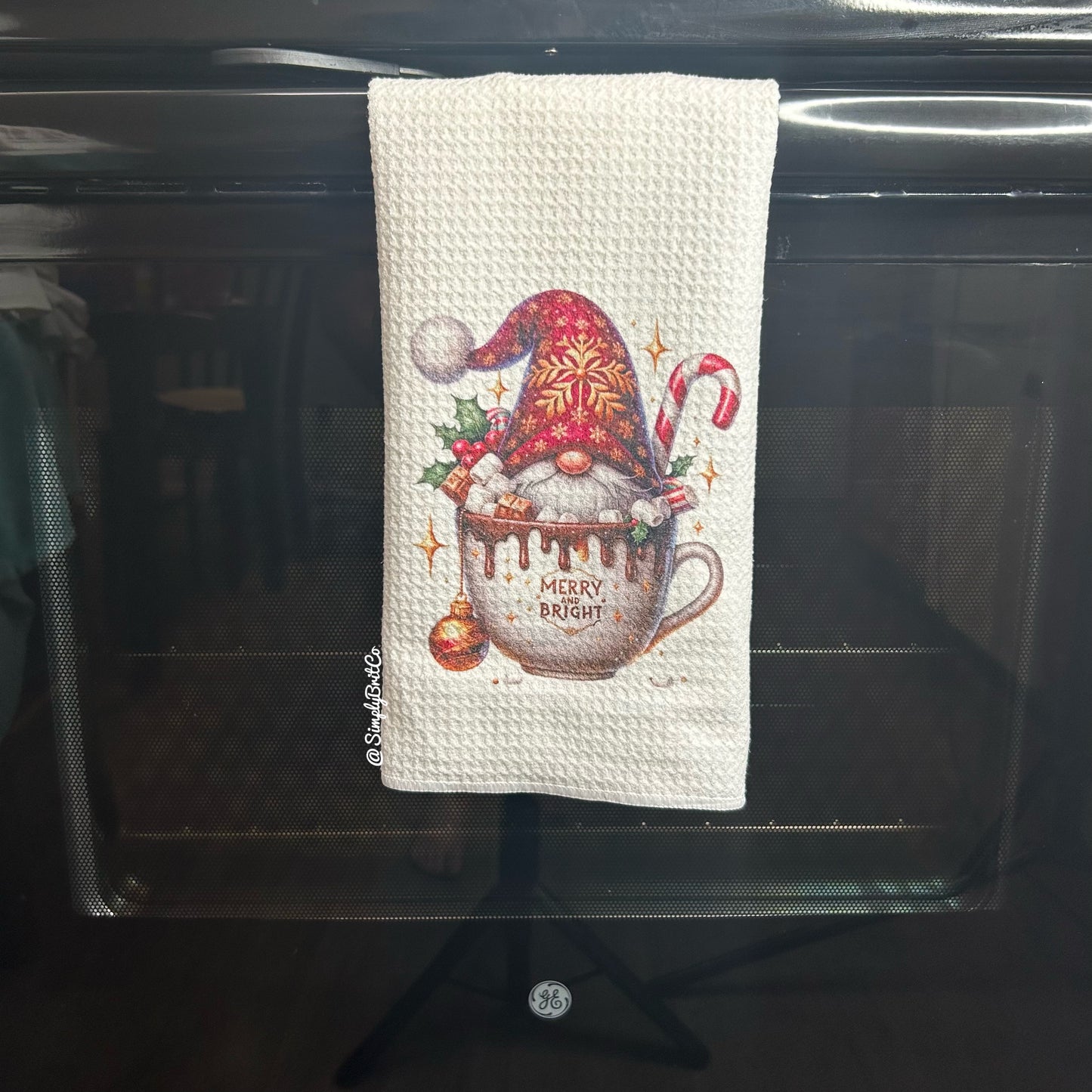 Merry & Bright Gnome Cup Kitchen Towel - Christmas