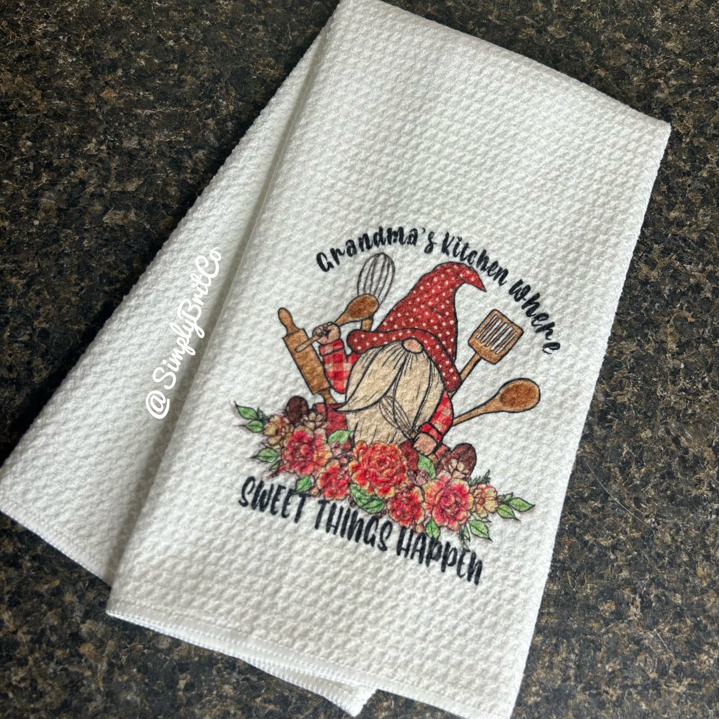 Gnome Grandmas Kitchen Where Sweet Things Happen Kitchen Towel