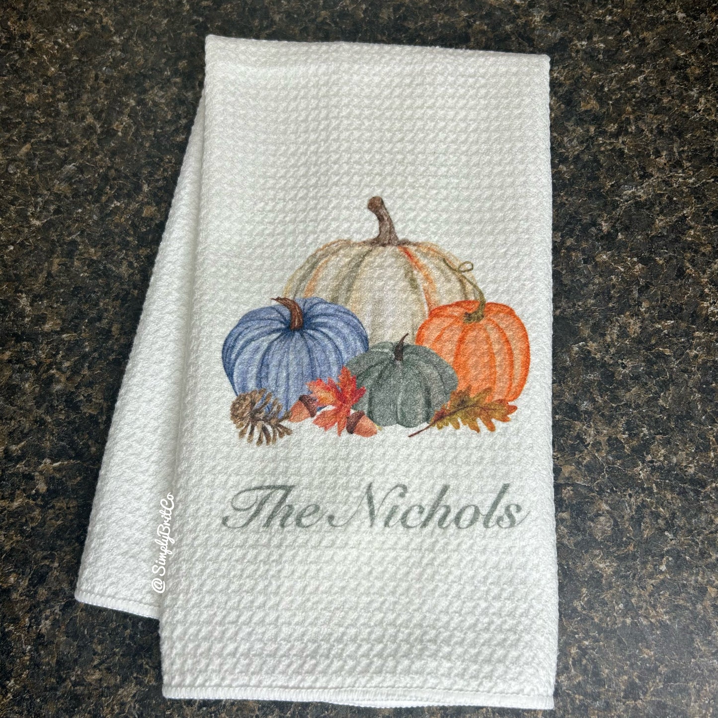 Personalized Fall Pumpkin Kitchen Towel