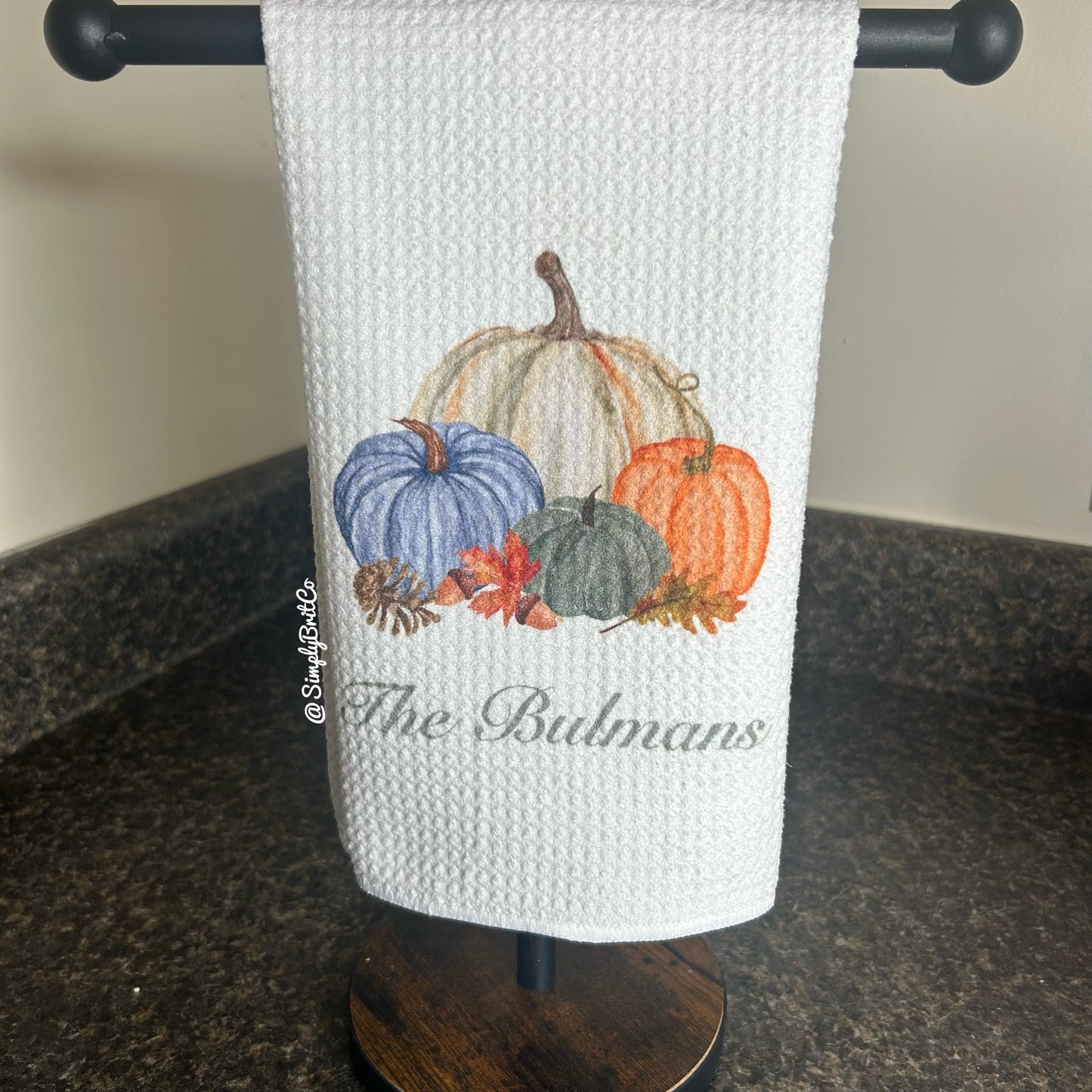 Personalized Fall Pumpkin Kitchen Towel