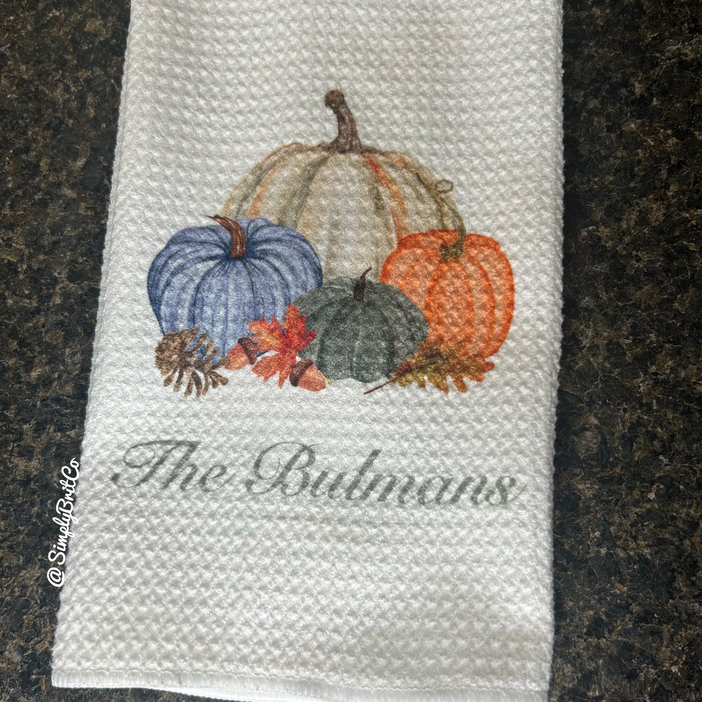 Personalized Fall Pumpkin Kitchen Towel