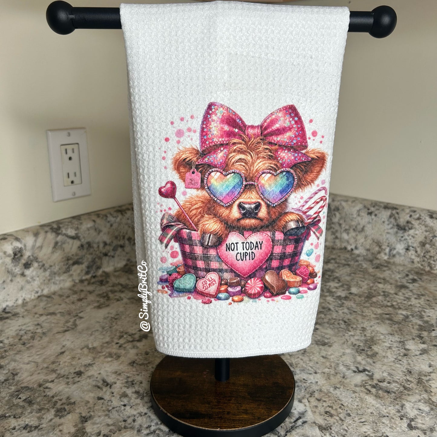 Not Today Cupid Highland Cow Kitchen Towel