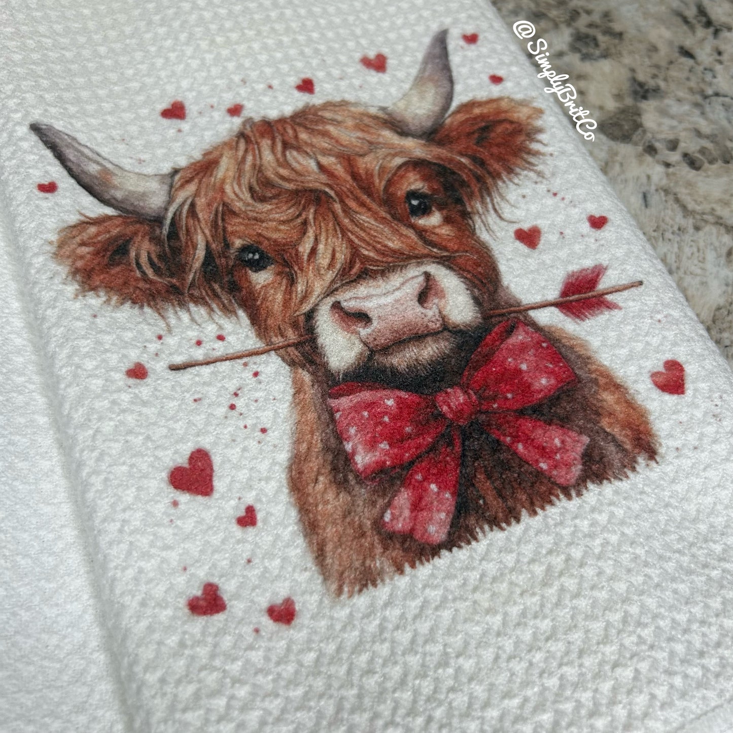 Red Arrow Highland Cow Kitchen Towel