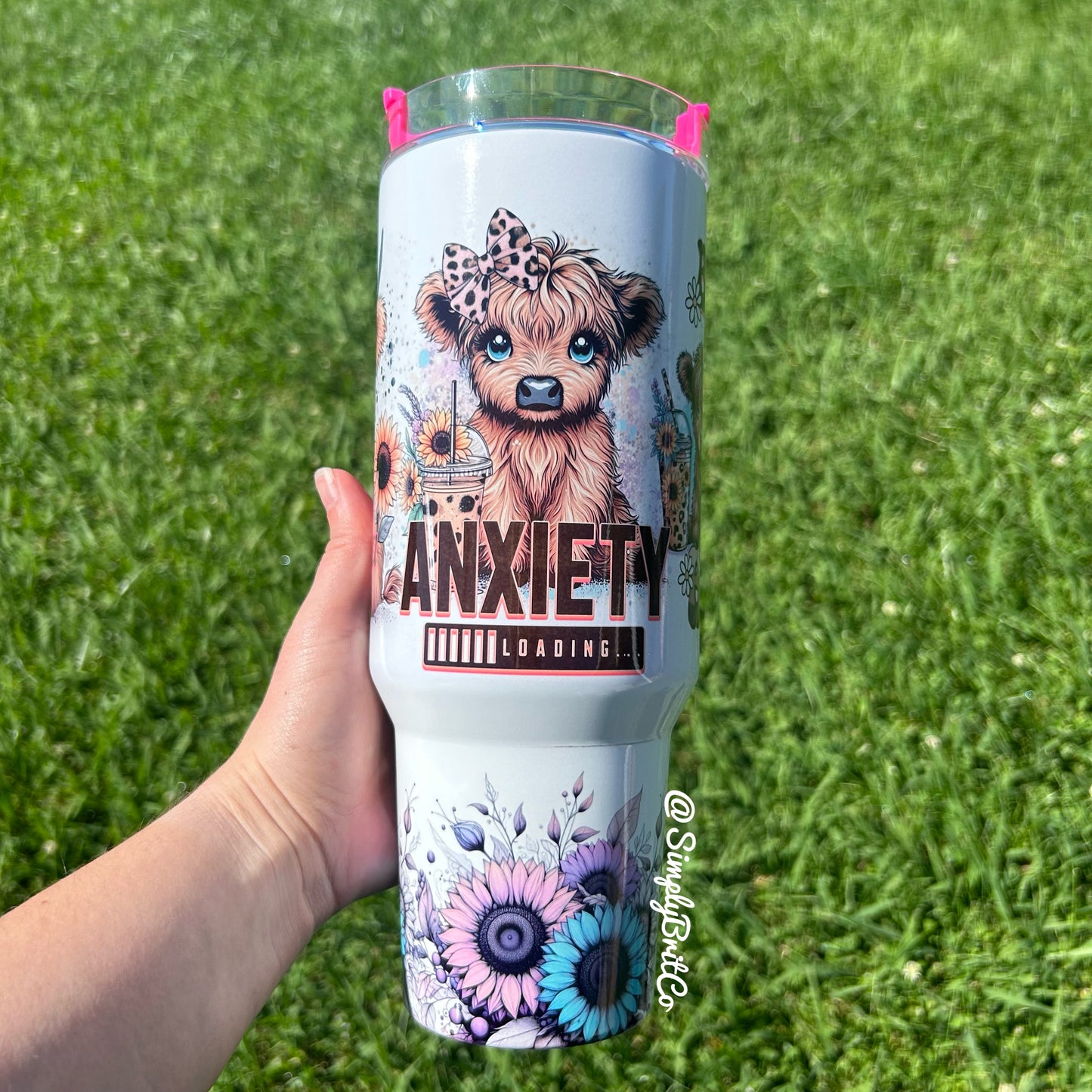 Highland Cow Coffee Anxiety 40oz Tumbler | Floral