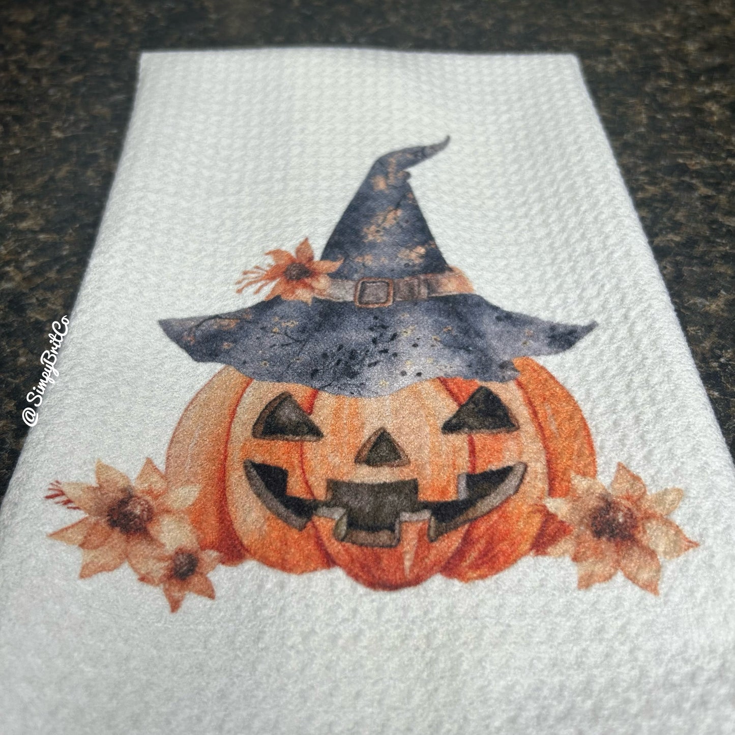 Pumpkin Witch Kitchen Towel - Halloween and Fall