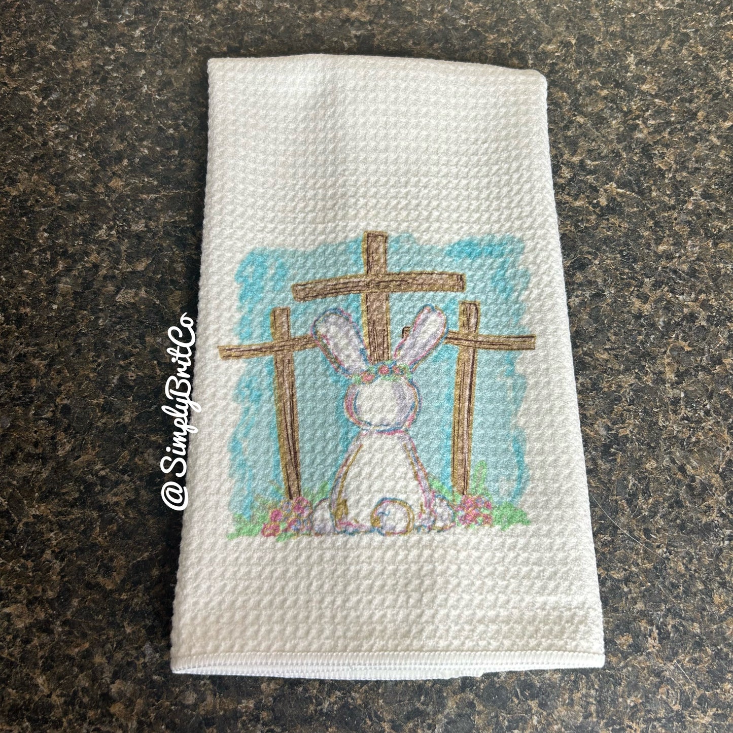 Bunny Cross Kitchen Towel | Easter Home Decor |