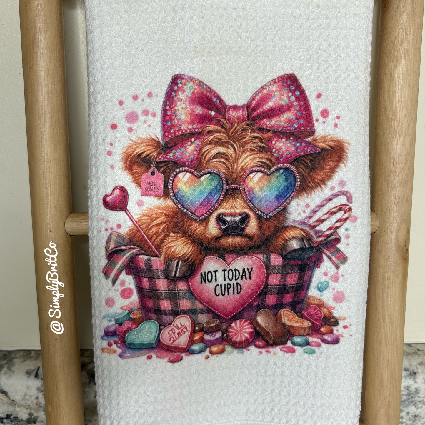 Not Today Cupid Highland Cow Kitchen Towel
