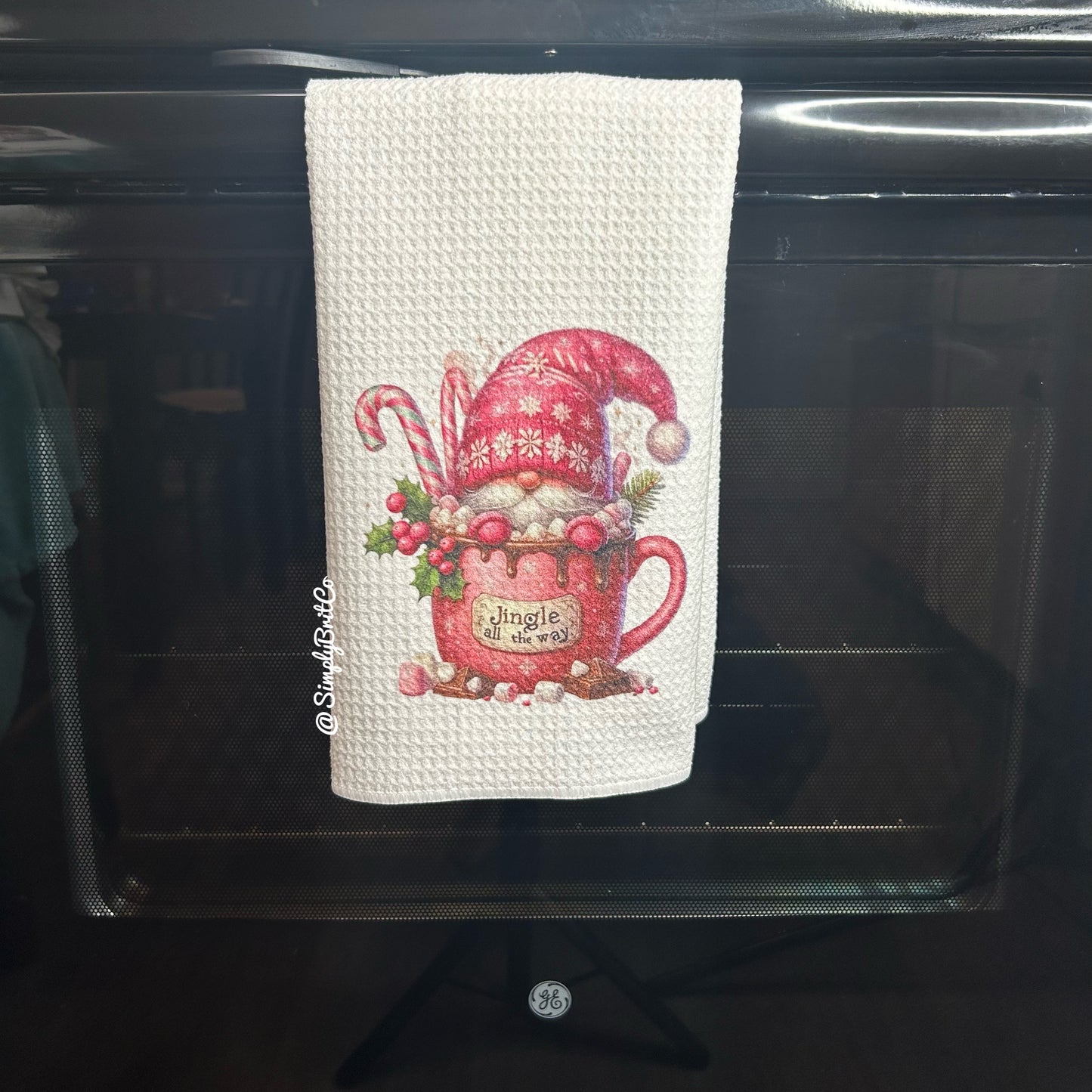 Pink Jingle All The Way Gnome Cup Kitchen Towel - Christmas