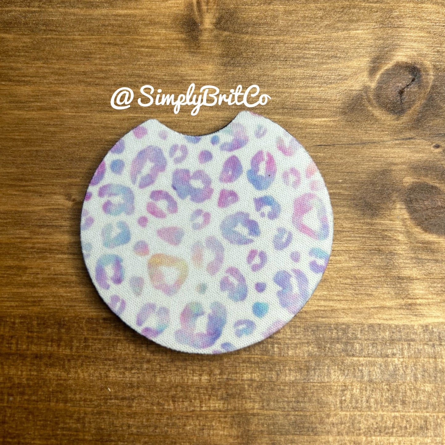 Purple Watercolor Cheetah Set of 2 Car Coaster