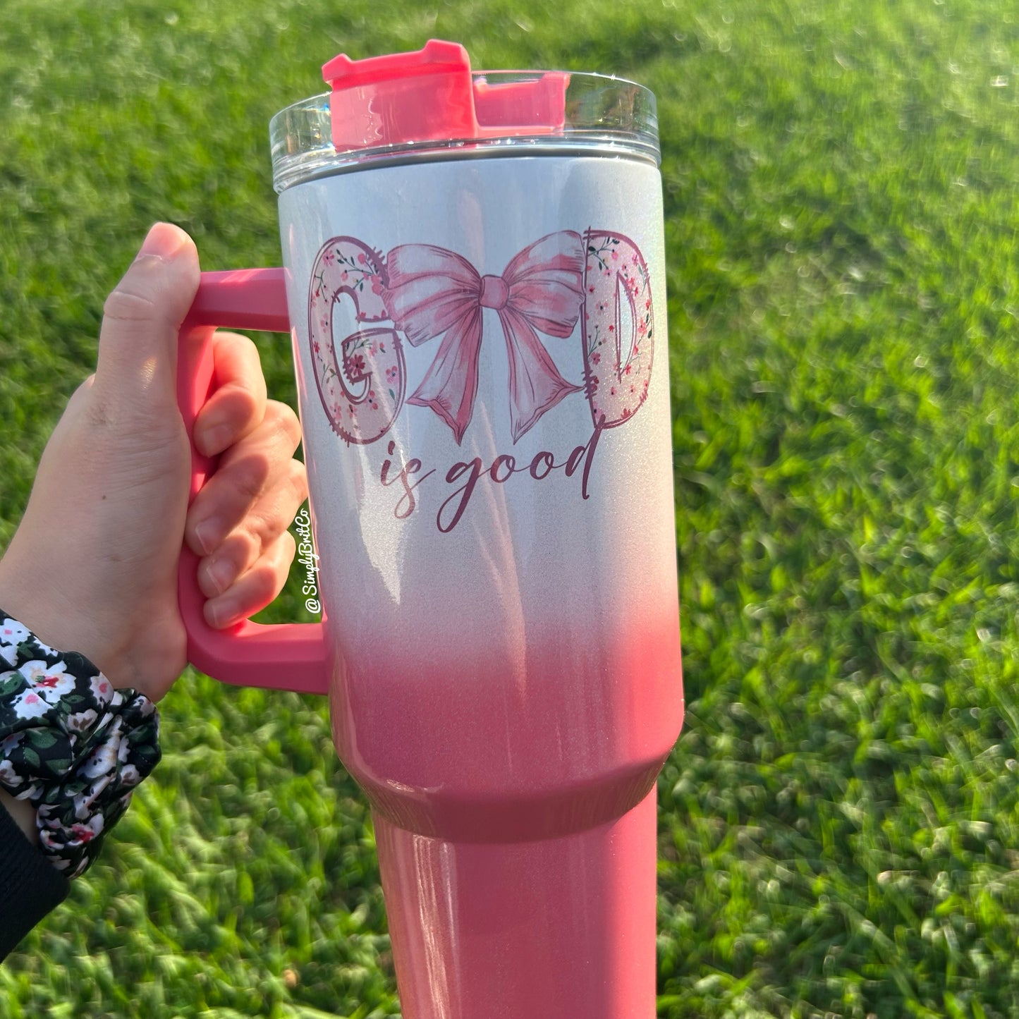 God is Good Bow 40oz Tumbler | Shimmer Ombre