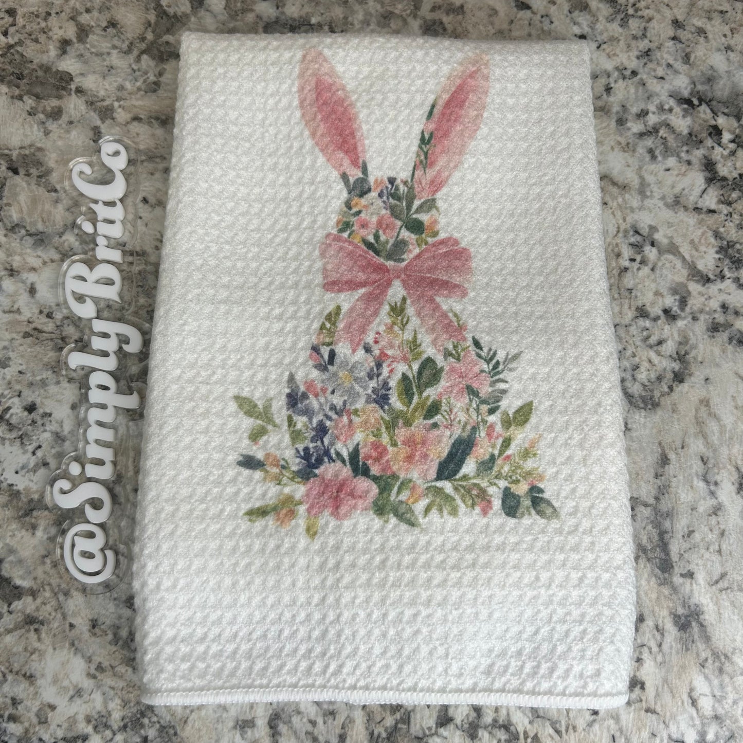 Floral Bunny Kitchen Towel | Easter Home Decor | Spring