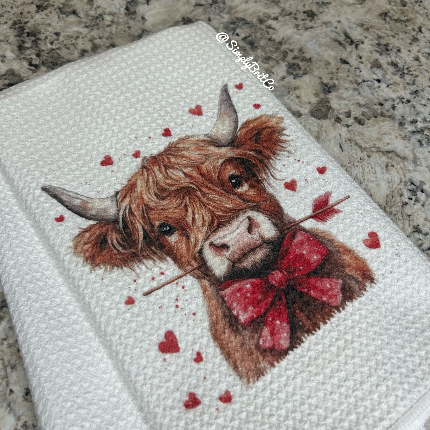 Red Arrow Highland Cow Kitchen Towel