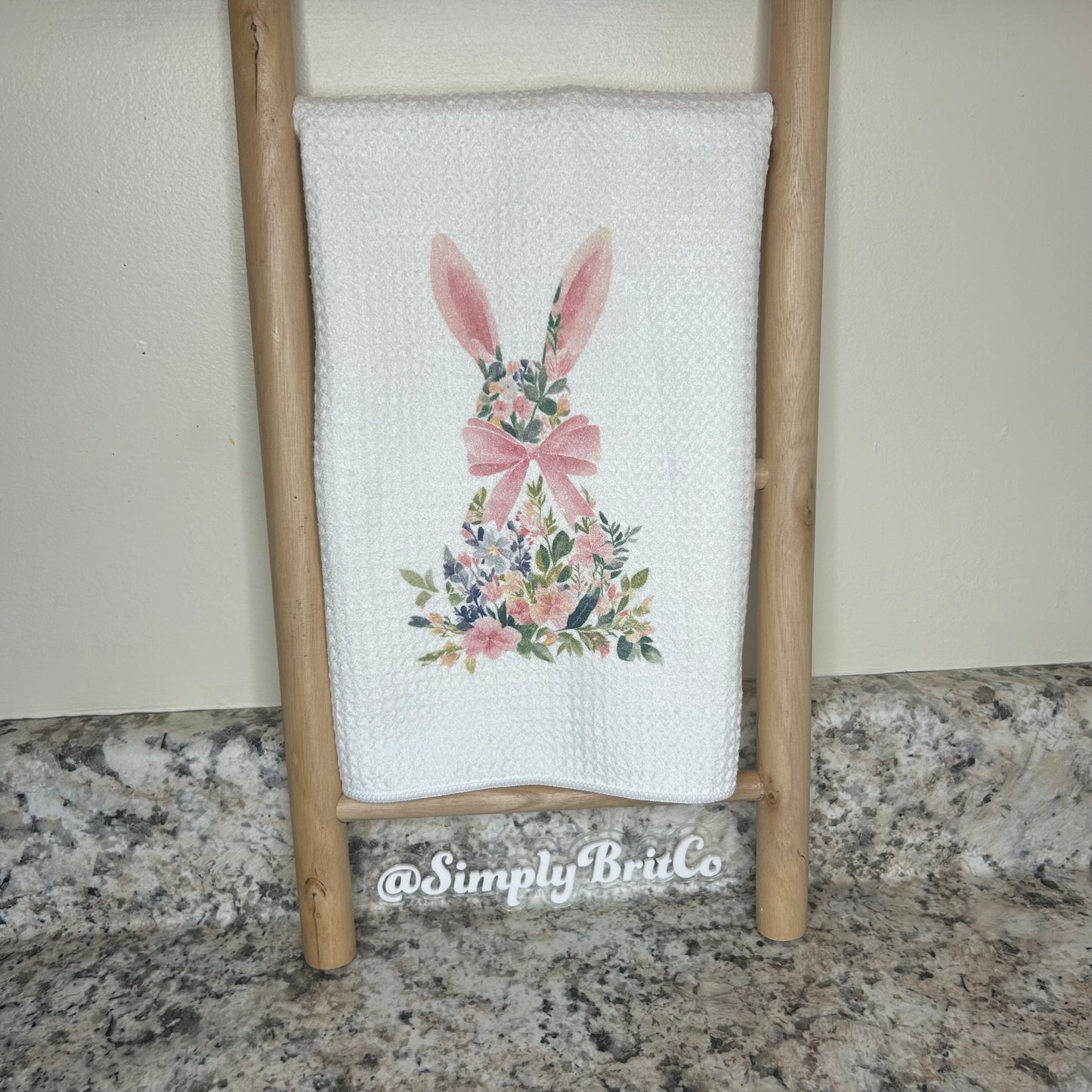 Floral Bunny Kitchen Towel | Easter Home Decor | Spring