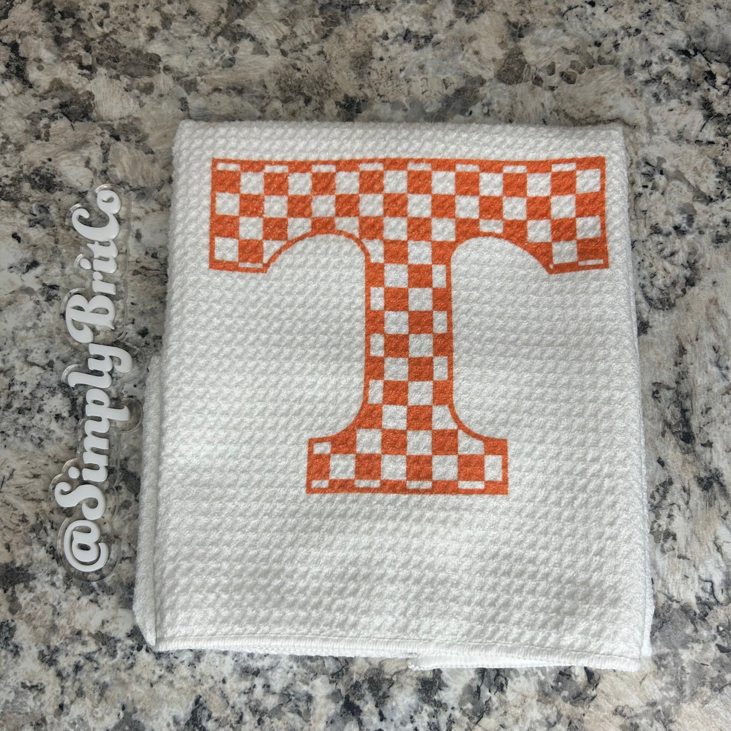 T Checkered Kitchen Towel | TN Orange