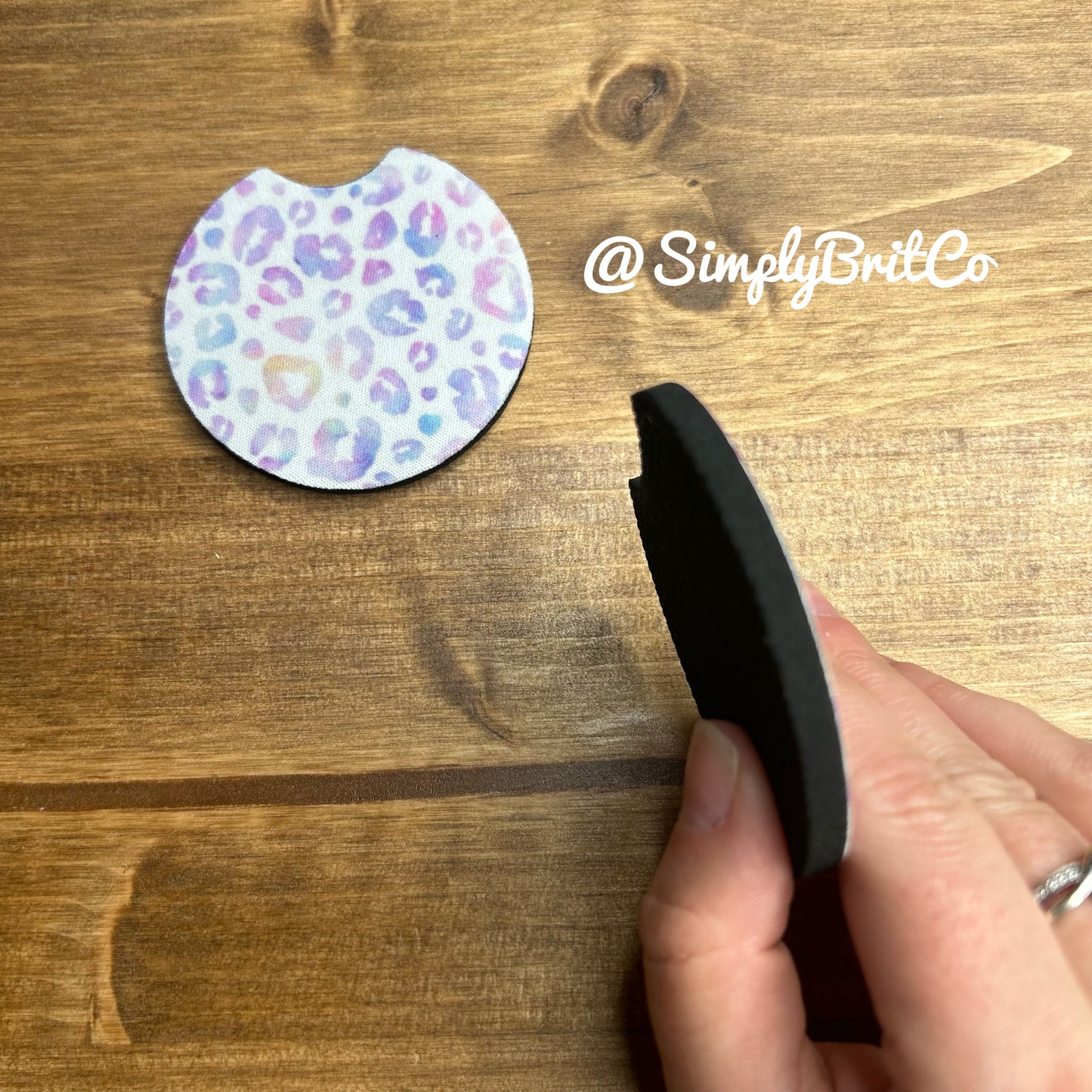 Purple Watercolor Cheetah Set of 2 Car Coaster