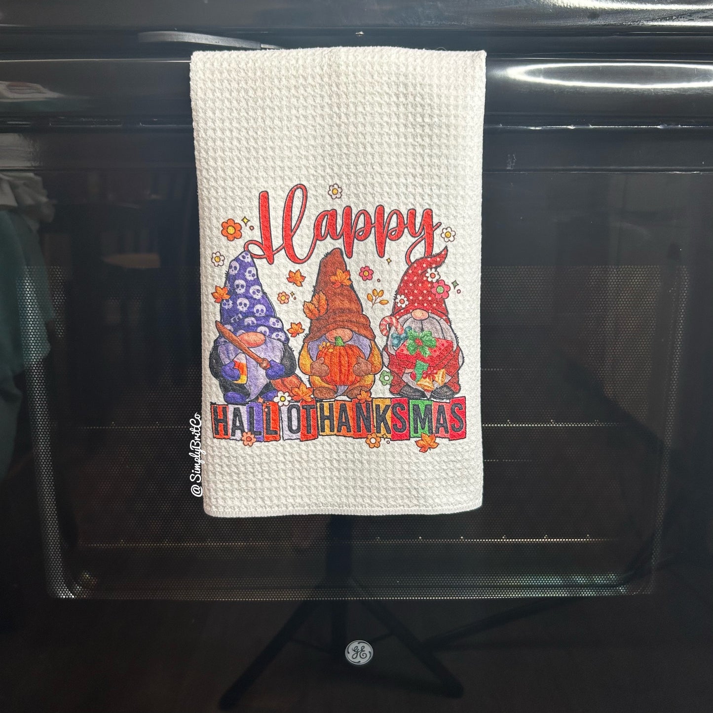 Happy HalloThanksMas Gnome Kitchen Towel