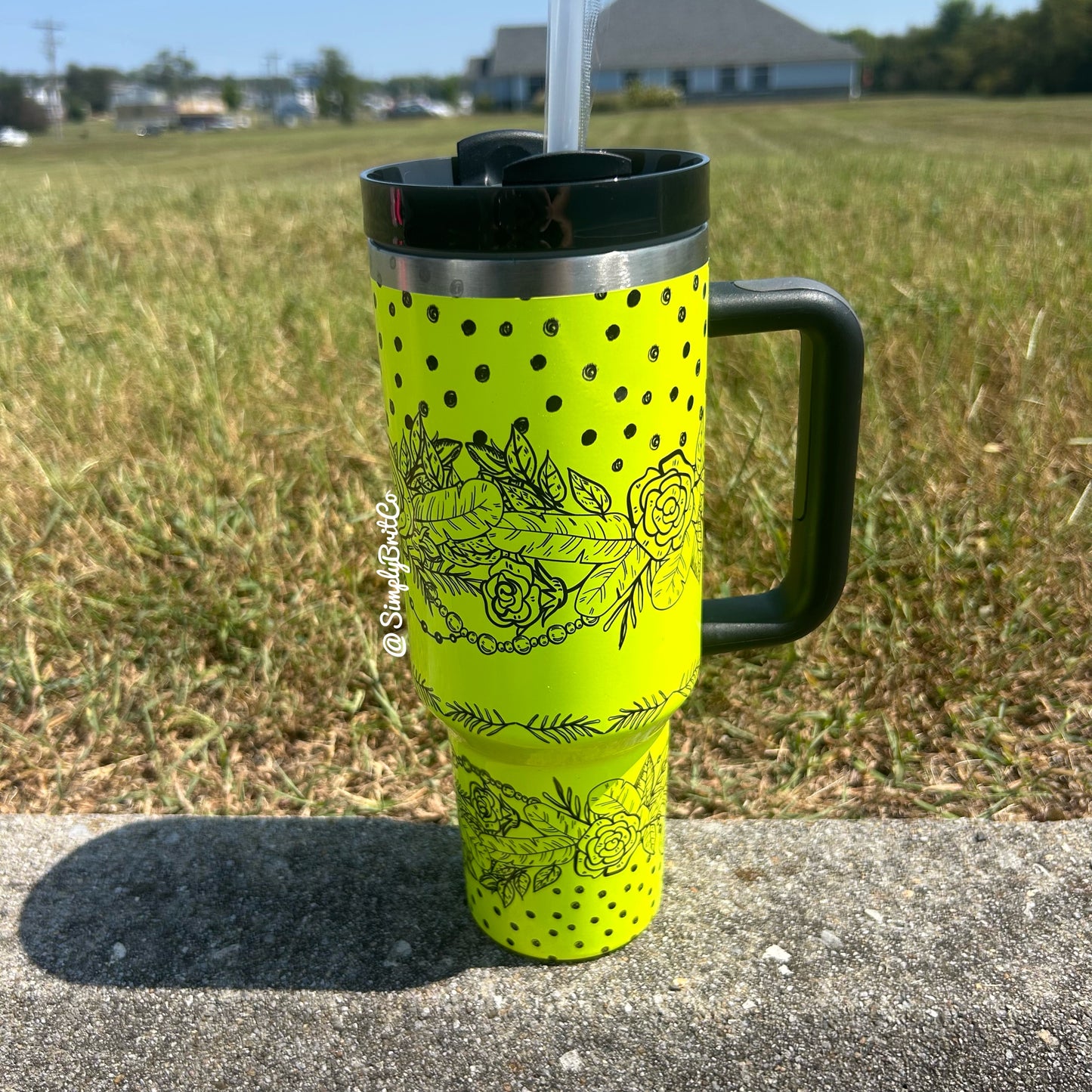 Floral and Polka Dots 40oz Tumbler | Neon Tumbler
