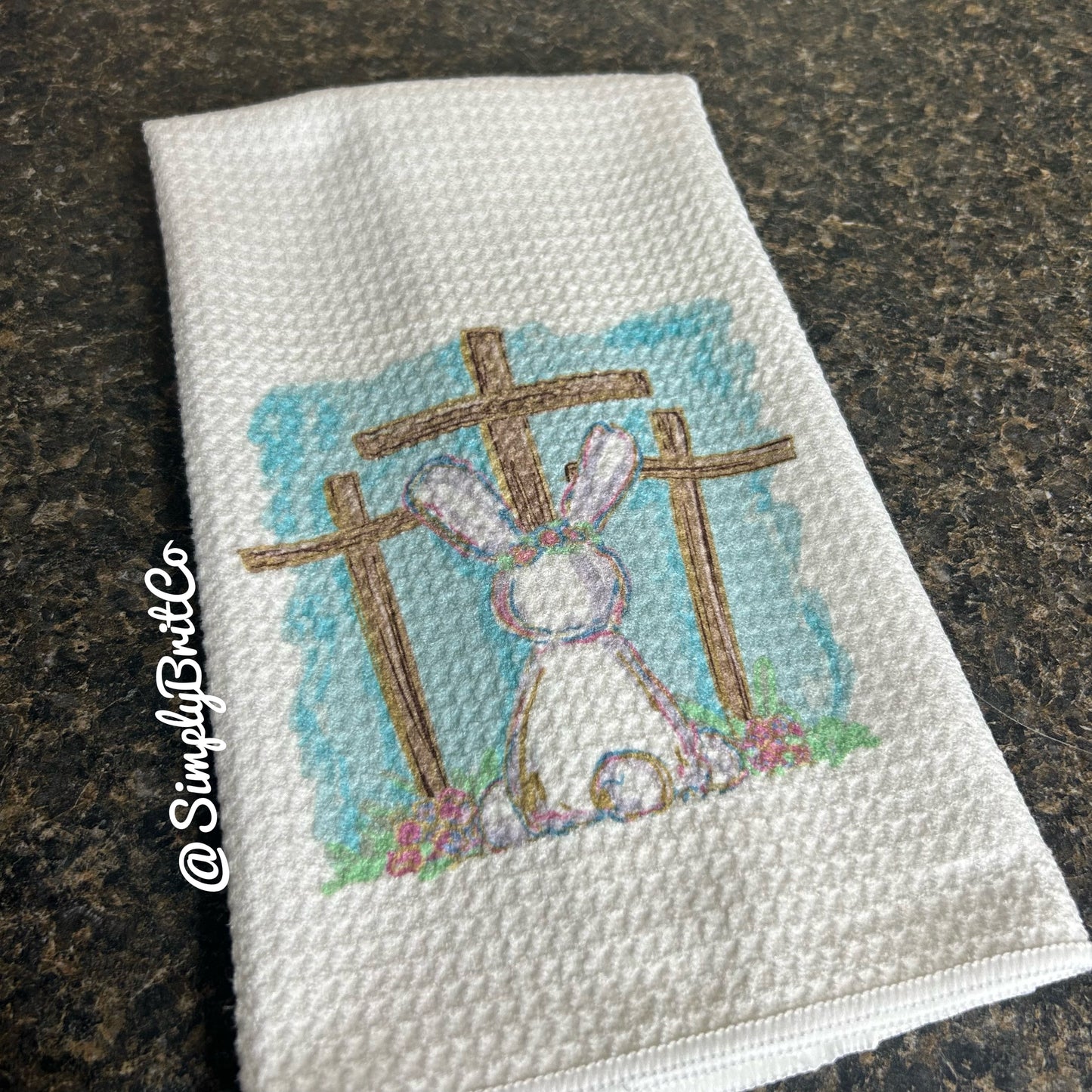 Bunny Cross Kitchen Towel | Easter Home Decor |