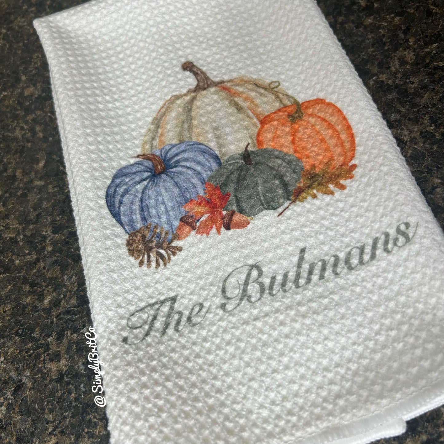 Personalized Fall Pumpkin Kitchen Towel