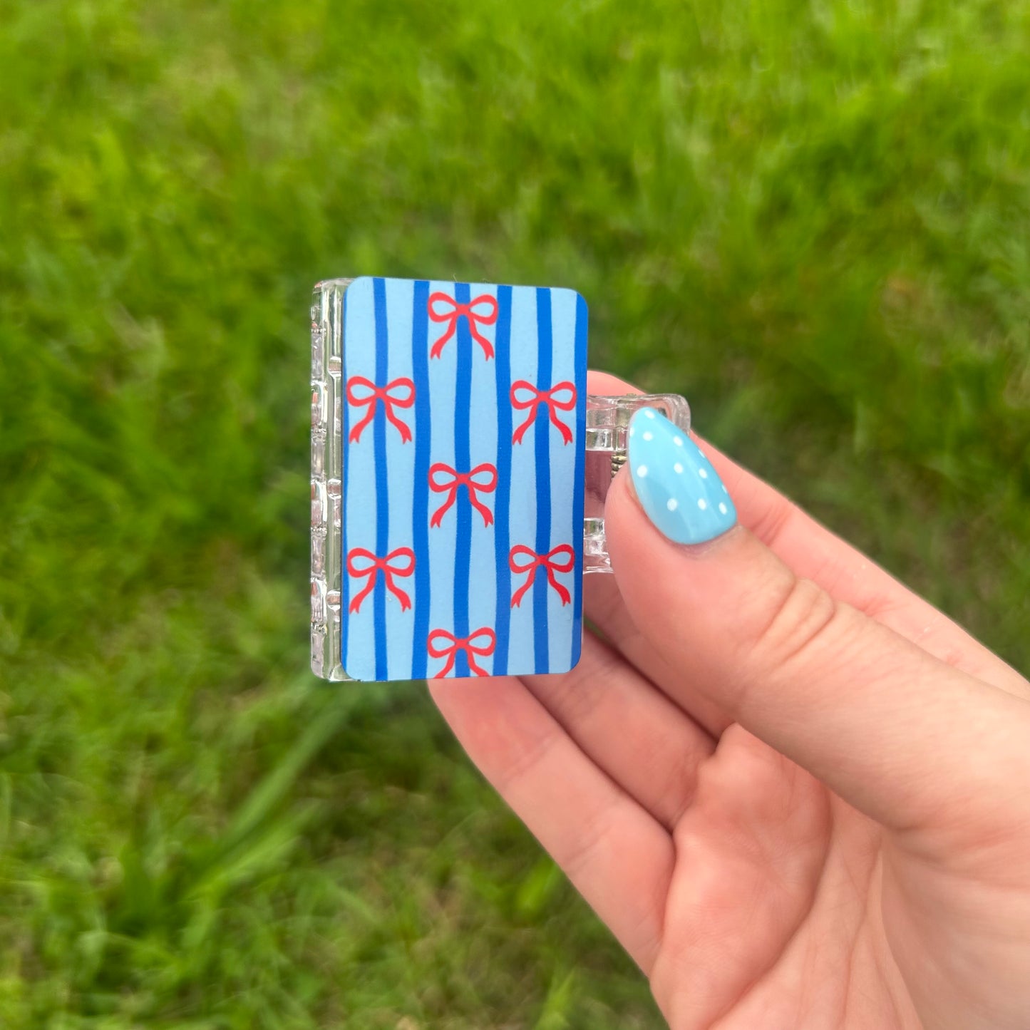 Mommy and Me Claw Clip Blue Stripe Set