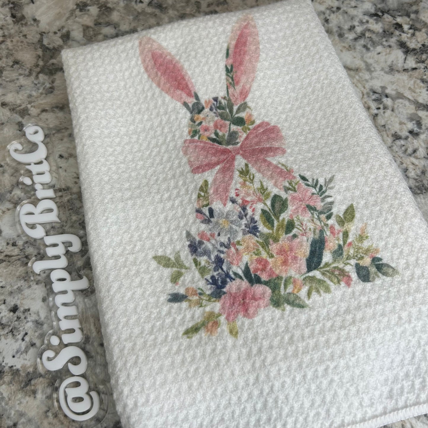 Floral Bunny Kitchen Towel | Easter Home Decor | Spring