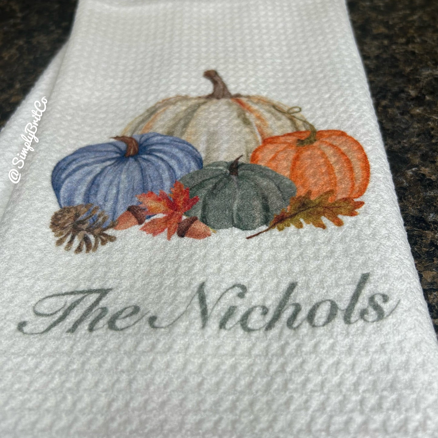 Personalized Fall Pumpkin Kitchen Towel
