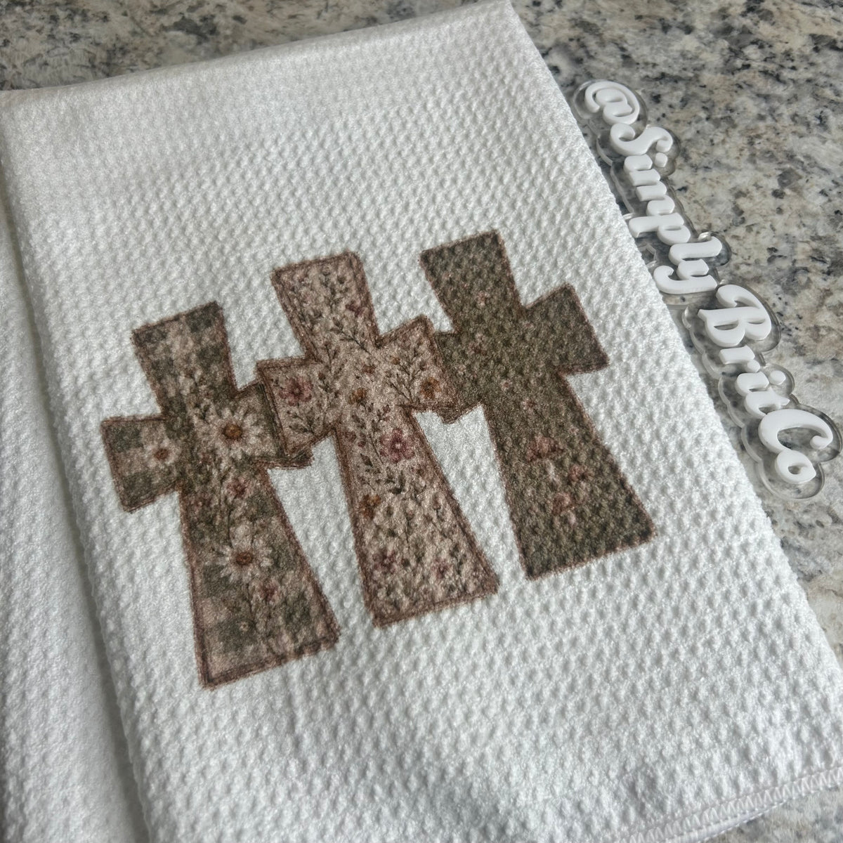 Olive Green Neutral Crosses Fall Kitchen Towel